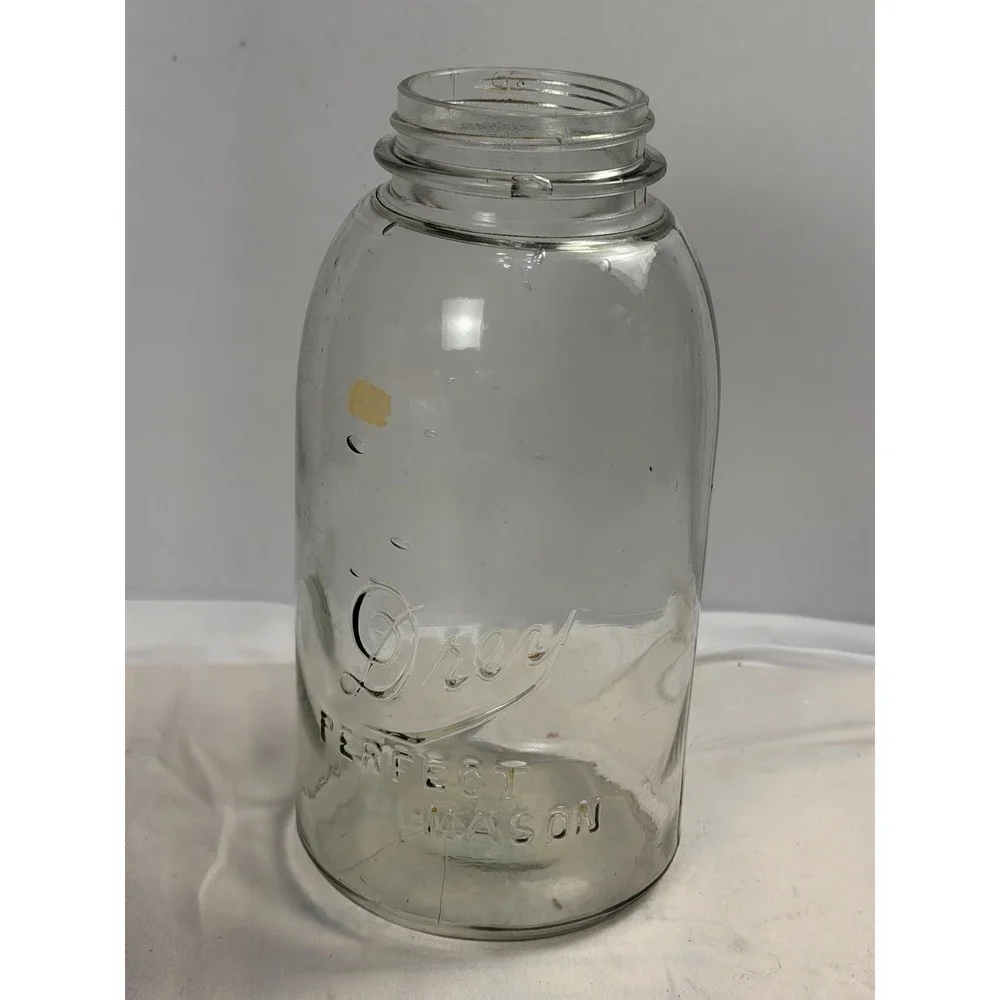 Vintage Drey Perfect Mason Jar Clear Glass Half Gallon Primitive Farmhouse Decor